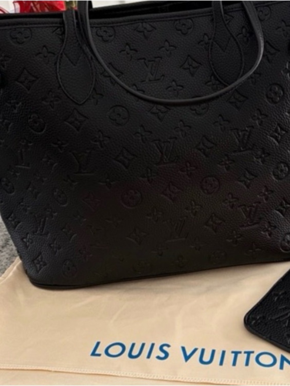 Black Leather Monogram
Tote with Pouch